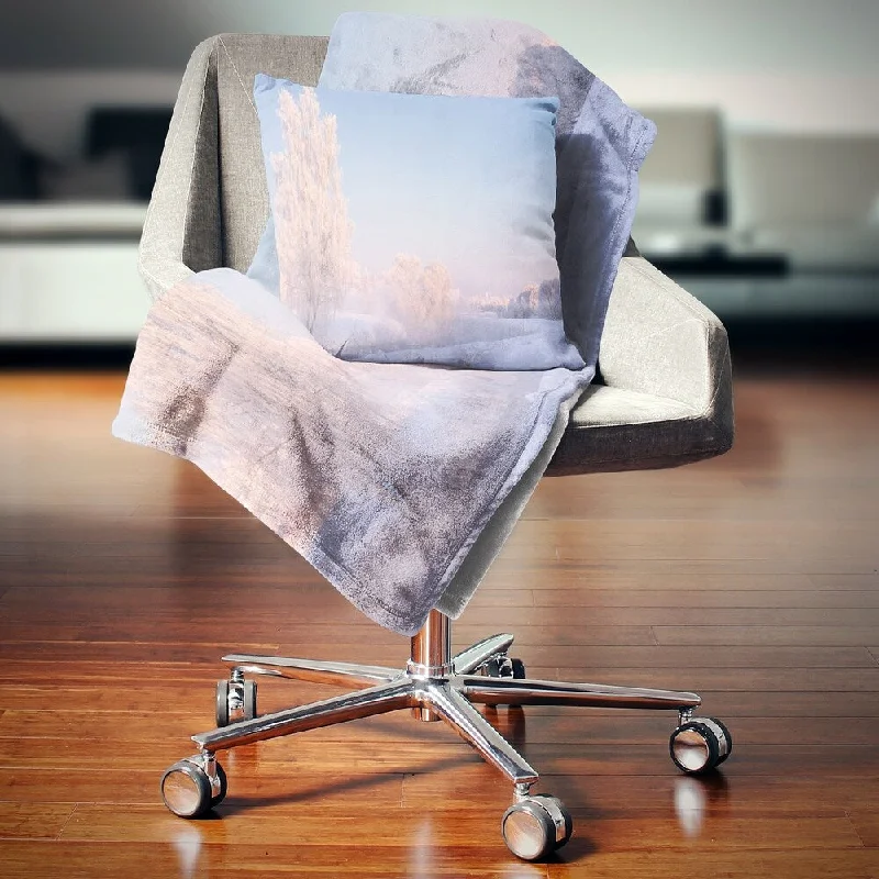 Queen - size blankets for standard - sized bedsDesignart 'White Crystal Tree and Landscape' Landscape Fleece Throw Blanket