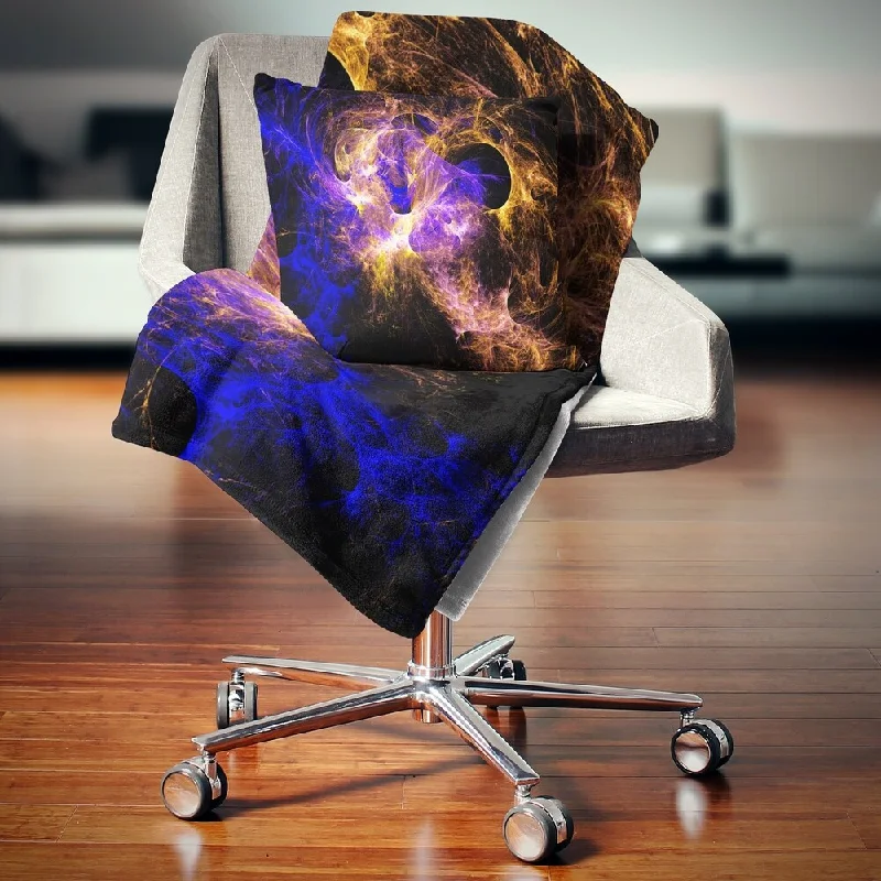 Microfiber blankets that are durable and easy to care forDesignart 'Wings of Angels Blue in Black' Abstract Throw Blanket