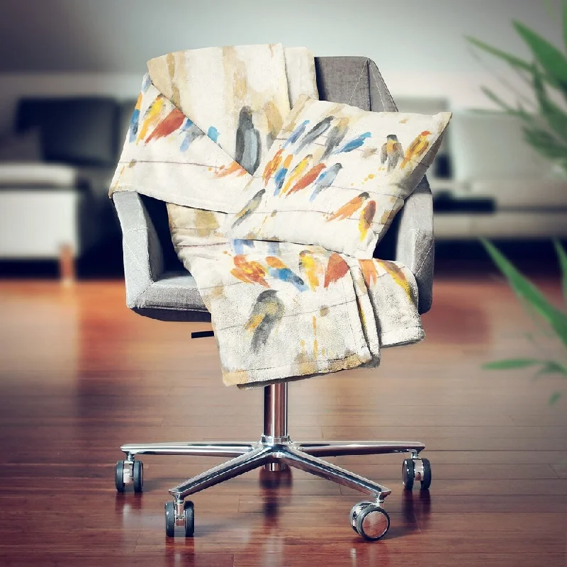 Cotton blankets for breathability and a lightweight feelDesignart'Bird Meeting'Traditional Animal Throw Blanket - 71x59