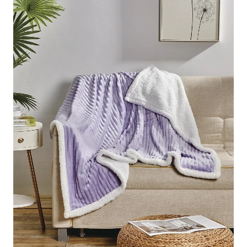 Recycled polyester blankets for an eco - conscious optionFAITH, HOPE, LOVE HOME DÉCOR Sherpa Corduroy Throw Blanket (50" x 60") - Lilac Recycled polyester blankets for an eco - conscious optionFAITH, HOPE, LOVE HOME DÉCOR Sherpa Corduroy Throw Blanket (50" x 60") - Lilac