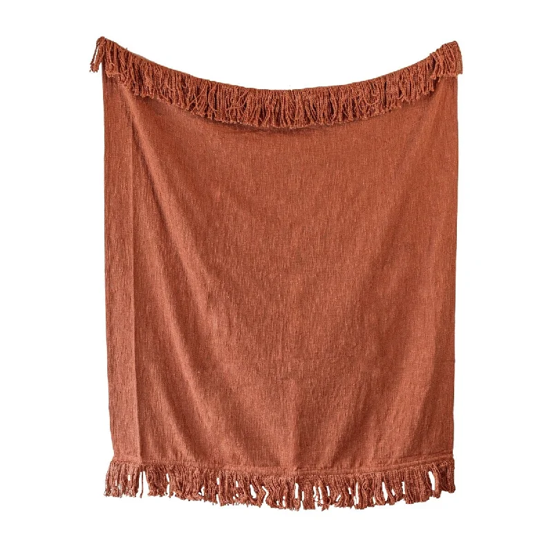Synthetic fiber blend blankets for a budget - friendly choiceForeside Home & Garden Rust Yarn Fringe Throw Blanket Synthetic fiber blend blankets for a budget - friendly choiceForeside Home & Garden Rust Yarn Fringe Throw Blanket