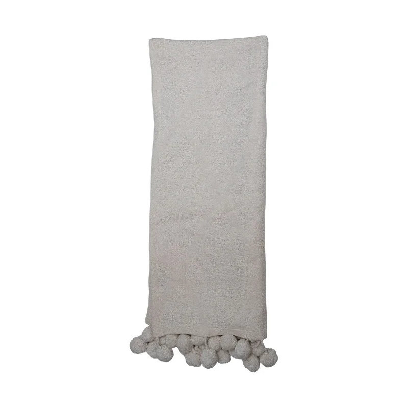 Queen - size blankets for standard - sized bedsForeside Home & Garden White Hand Woven 50 x 60" Cotton Throw Blanket with Hand Tied Pom Poms