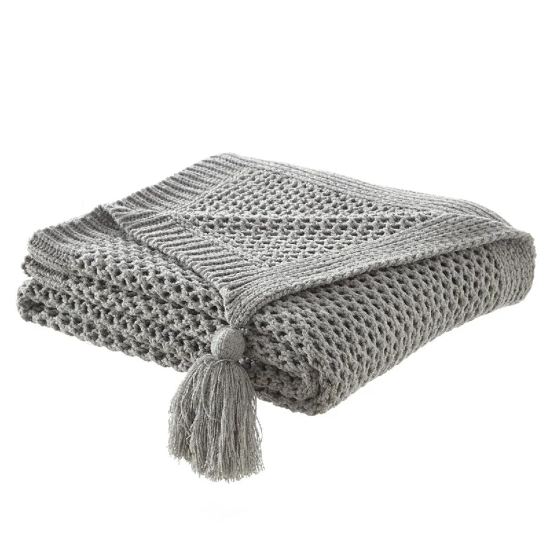 Fleece blankets for a cozy and plush textureGray Knitted Acrylic Solid Color Throw Blanket