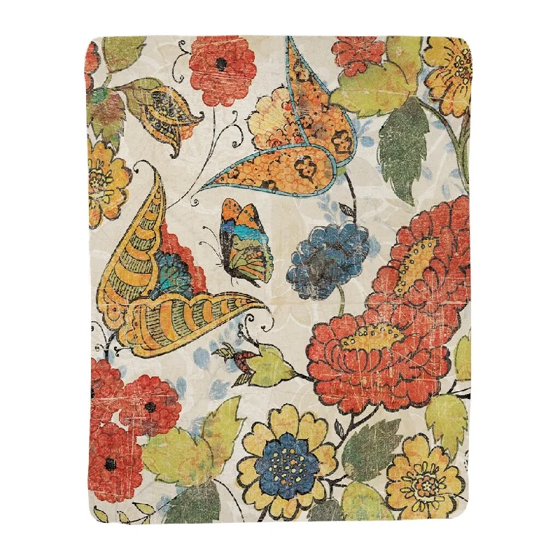 Rayon from bamboo blankets for a silky and breathable feelHeirloom Floral Sherpa Throw Blanket Rayon from bamboo blankets for a silky and breathable feelHeirloom Floral Sherpa Throw Blanket