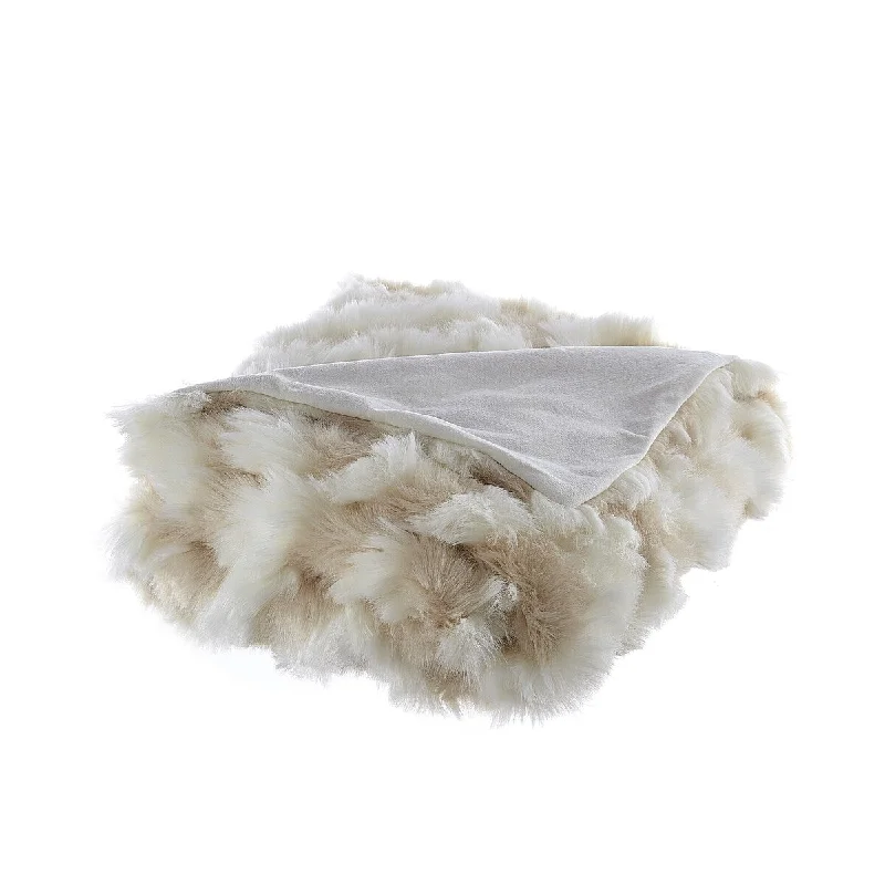 Fleece blankets for a cozy and plush textureIvory Knitted Acrylic Geometric Throw Blanket