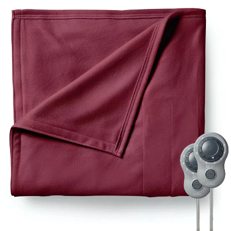 Bamboo fiber blankets with natural antibacterial propertiesKing Size Electric Fleece Heated Blanket in Wine