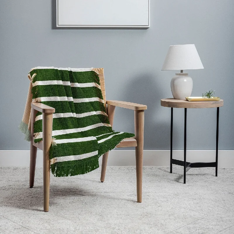 Chenille blankets with a thick and fuzzy textureLittle Arrow Design Co Crocodile Green Stripe Throw Blanket