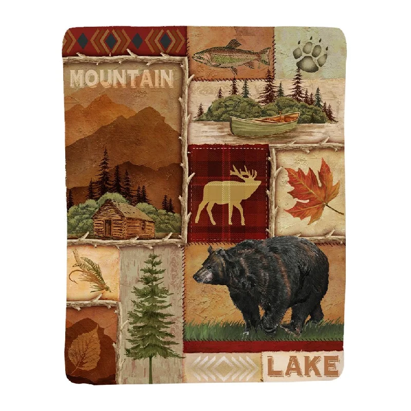 Synthetic fiber blend blankets for a budget - friendly choiceLodge Collage Sherpa Throw Blanket Synthetic fiber blend blankets for a budget - friendly choiceLodge Collage Sherpa Throw Blanket