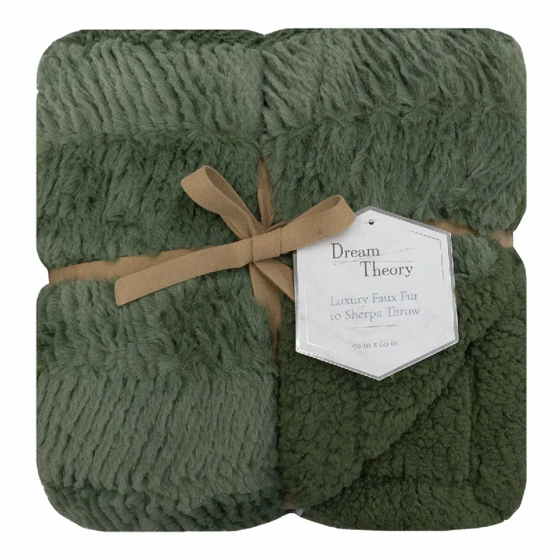 Chenille blankets with a thick and fuzzy textureLuxury Olive Green Faux Sherpa Throw Blanket