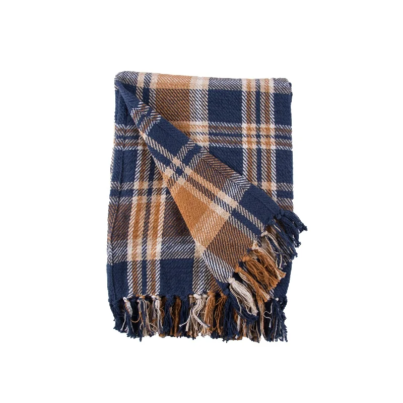 Fleece blankets for a cozy and plush textureNavy and Gold Plaid 50" x 60" Throw Blanket