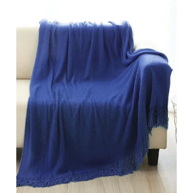 Recycled polyester blankets for an eco - conscious optionPeacock Blue Throw Blanket 51" x 63" (Peacock Blue #1)