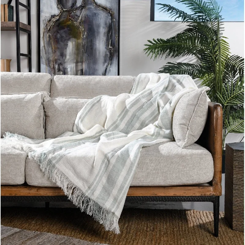 Fleece blankets for a cozy and plush texturePenny 50"x70" Throw Blanket, Ivory Sage Green Fleece blankets for a cozy and plush texturePenny 50"x70" Throw Blanket, Ivory Sage Green