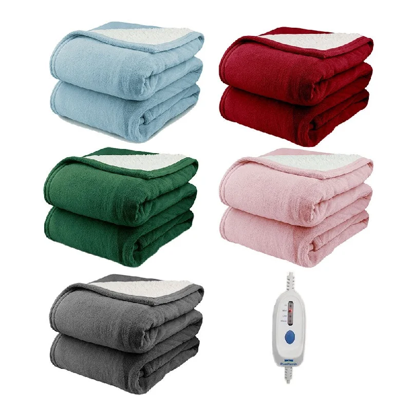 Cotton blankets for breathability and a lightweight feelPure Warmth Flannel Sherpa Electric Heated Warming Blanket Cotton blankets for breathability and a lightweight feelPure Warmth Flannel Sherpa Electric Heated Warming Blanket