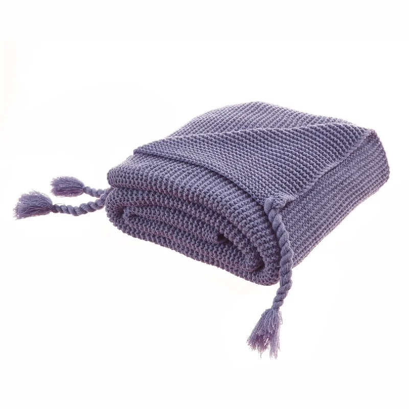 Silk blankets with a smooth and elegant touchPurple Knitted Acrylic Solid Color Throw Blanket