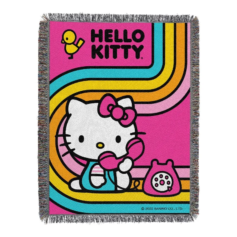 Silk blankets with a smooth and elegant touchSanrio Hello Kitty Let's Chat Woven Tapestry Throw Blanket Silk blankets with a smooth and elegant touchSanrio Hello Kitty Let's Chat Woven Tapestry Throw Blanket