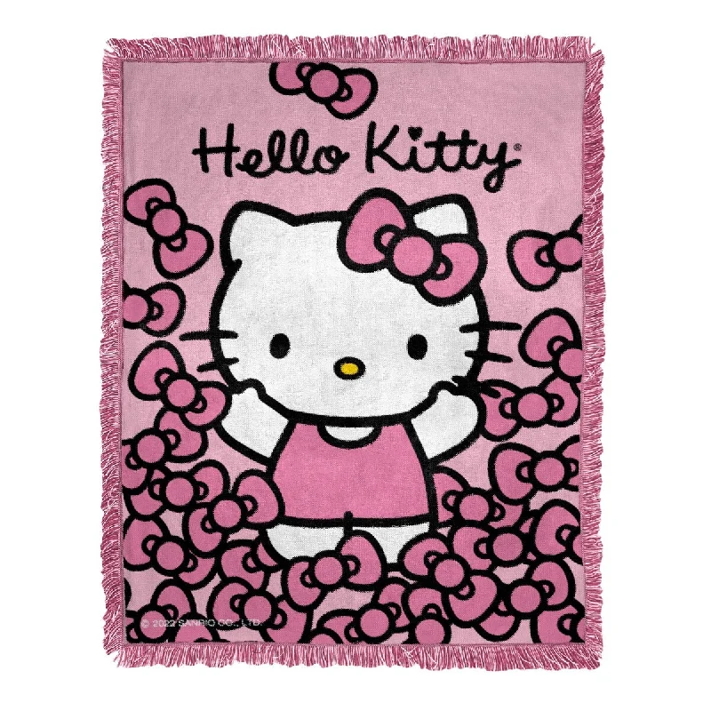 Linen blankets with a rustic and textured lookSanrio Jacquard Hello Kitty More Bows Woven Jacquard Throw Blanket Linen blankets with a rustic and textured lookSanrio Jacquard Hello Kitty More Bows Woven Jacquard Throw Blanket