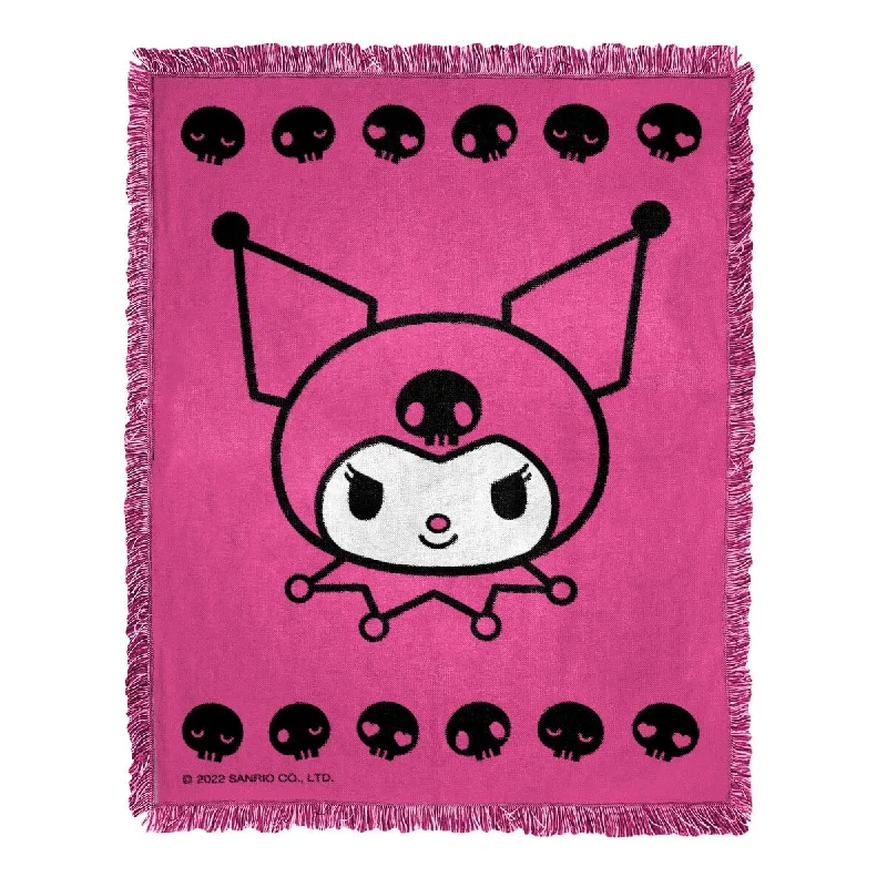 Fleece blankets for a cozy and plush textureSanrio Jacquard Kuromi Sugar And Skulls Woven Jacquard Throw Blanket Fleece blankets for a cozy and plush textureSanrio Jacquard Kuromi Sugar And Skulls Woven Jacquard Throw Blanket