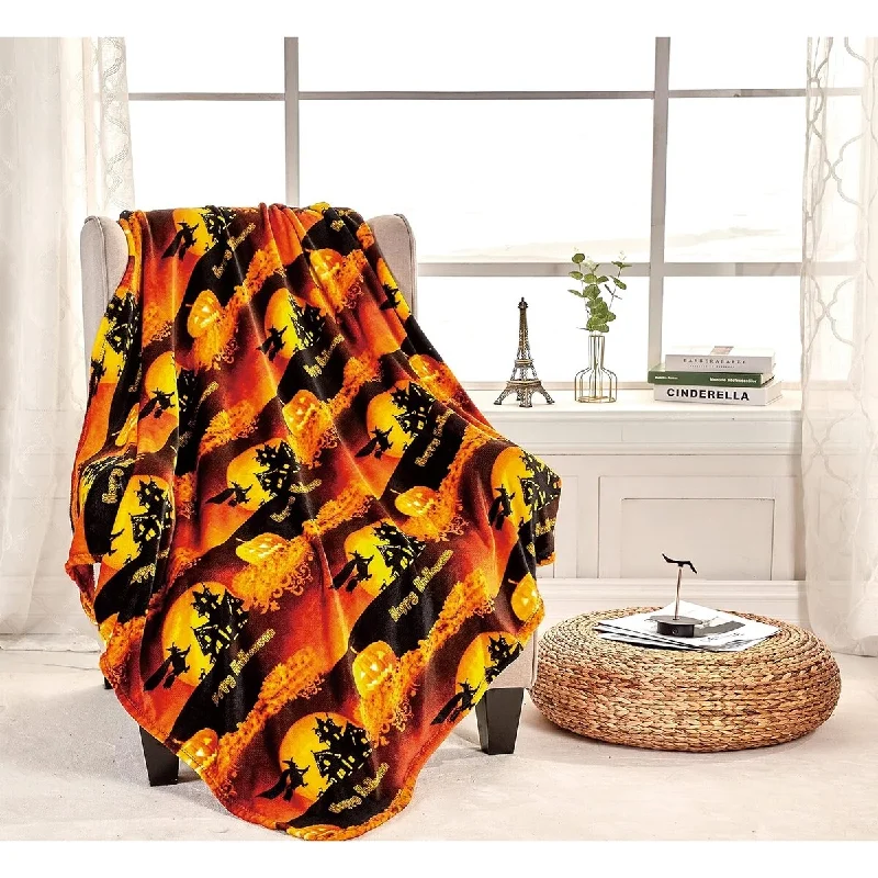 Microfiber blankets that are durable and easy to care forVelvet Touch Holiday Throw Fleece Blanket (50" x 60") - Happy Halloween!