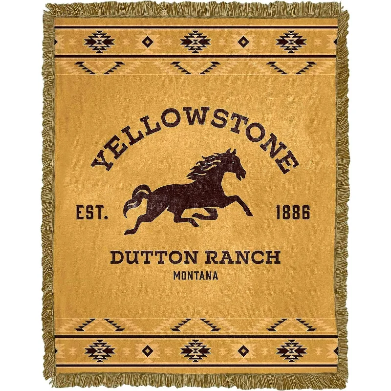 Chenille blankets with a thick and fuzzy textureYellowstone Dutton Ranch Woven Jacquard Throw Blanket Chenille blankets with a thick and fuzzy textureYellowstone Dutton Ranch Woven Jacquard Throw Blanket