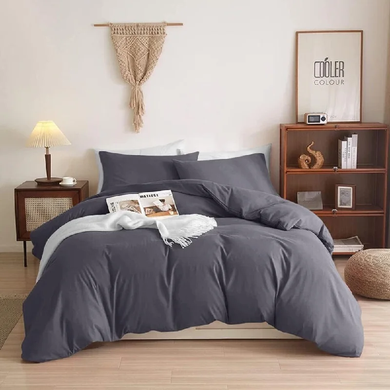 Recycled polyester blankets for an eco - conscious option3pc Queen Duvet Cover Set Ultra Soft With Pillow Shams Charcoal Recycled polyester blankets for an eco - conscious option3pc Queen Duvet Cover Set Ultra Soft With Pillow Shams Charcoal