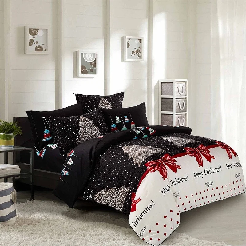 King - size blankets to cover large beds comfortably3pc Queen Size Christmas Duvet Cover Set Black