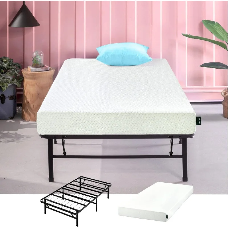 Bamboo - charcoal infused mattresses for odor absorption6" Green Tea Memory Foam Mattress and SmartBase Metal Mattress Foundation Bamboo - charcoal infused mattresses for odor absorption6" Green Tea Memory Foam Mattress and SmartBase Metal Mattress Foundation