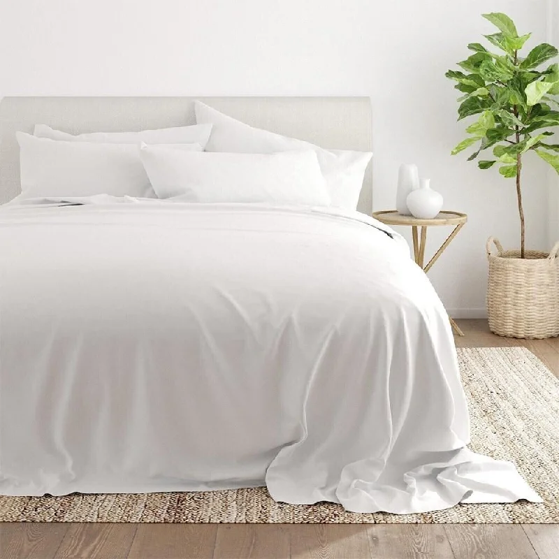 Linen blankets with a rustic and textured look6pc Full Size Breathable Microfiber Sheets Set White