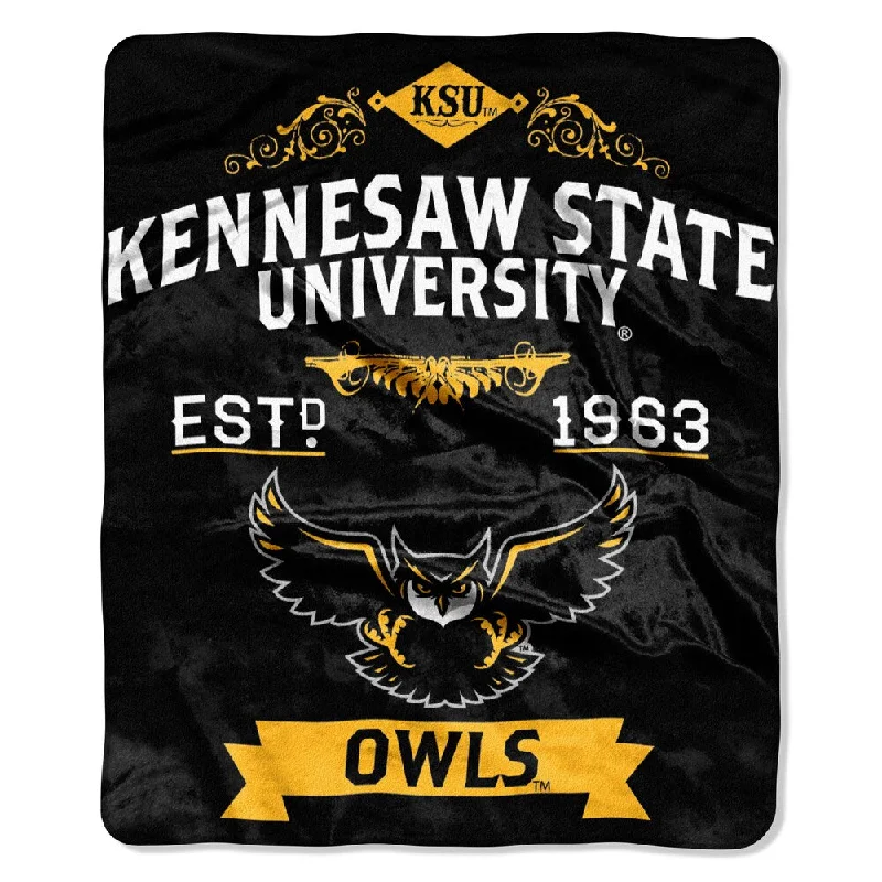 Cotton blankets for breathability and a lightweight feelCOL 704 Kennesaw State Label Raschel Throw Cotton blankets for breathability and a lightweight feelCOL 704 Kennesaw State Label Raschel Throw