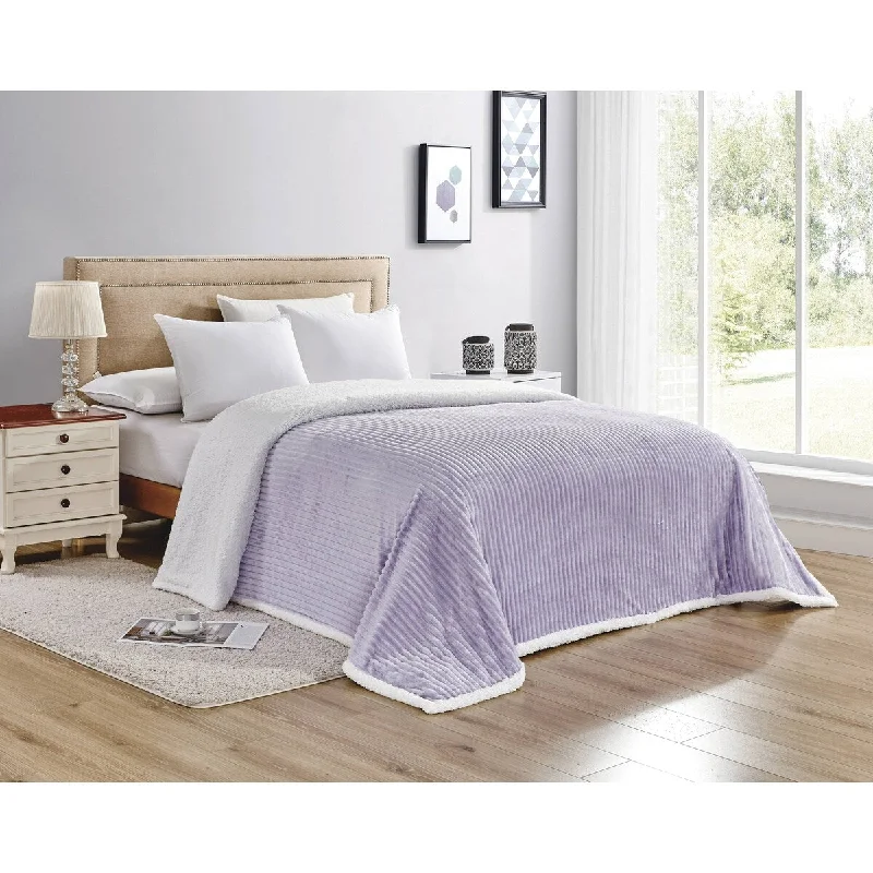 Wool blankets with natural warmth and insulationCorduroy Sherpa Blanket (King) Lilac Wool blankets with natural warmth and insulationCorduroy Sherpa Blanket (King) Lilac