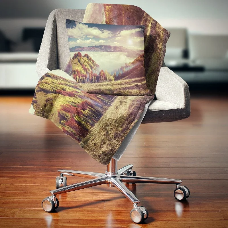 Synthetic fiber blend blankets for a budget - friendly choiceDesignart 'Autumn Panorama of Mountains' Photography Throw Blanket