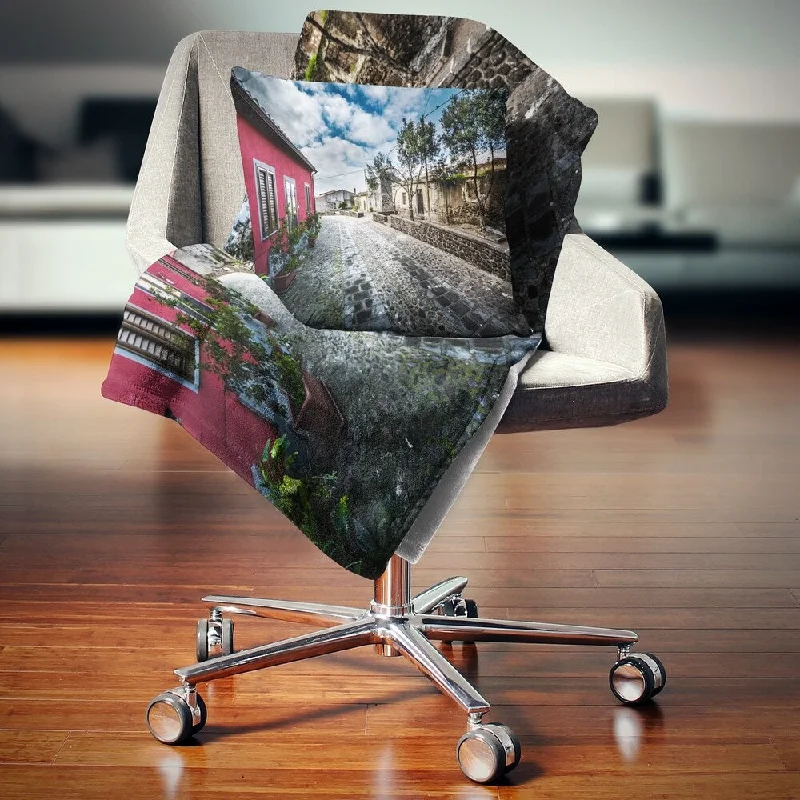 Recycled polyester blankets for an eco - conscious optionDesignart 'Beautiful Milis Street Sardinia' Landscape Fleece Throw Blanket Recycled polyester blankets for an eco - conscious optionDesignart 'Beautiful Milis Street Sardinia' Landscape Fleece Throw Blanket