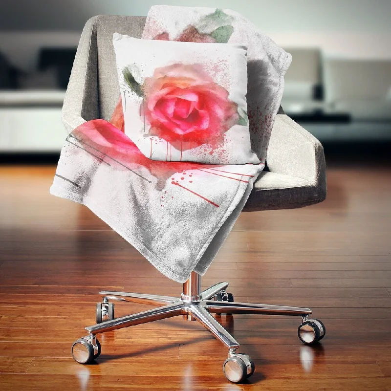 Bamboo fiber blankets with natural antibacterial propertiesDesignart 'Beautiful Red Rose Watercolor' Floral Throw Blanket Bamboo fiber blankets with natural antibacterial propertiesDesignart 'Beautiful Red Rose Watercolor' Floral Throw Blanket