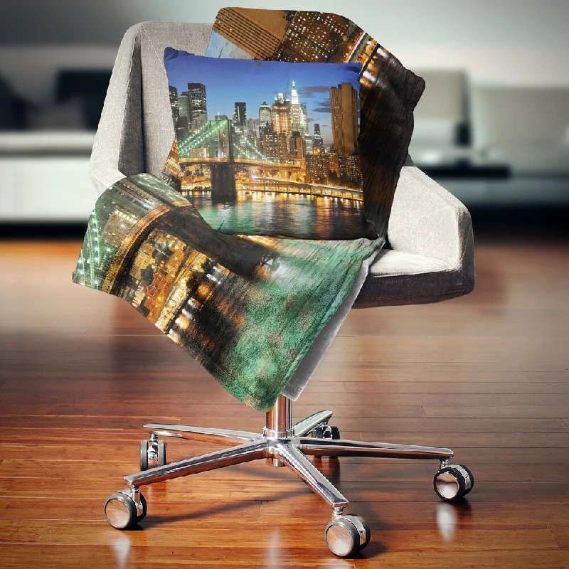 Recycled polyester blankets for an eco - conscious optionDesignart 'Big Apple after Sunset' Cityscape Photo Throw Blanket