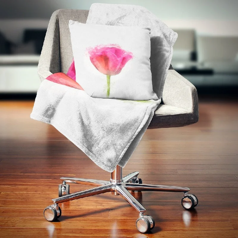 King - size blankets to cover large beds comfortablyDesignart 'Bloomy Pink Tulip on White Drawing' Flower Throw Blanket King - size blankets to cover large beds comfortablyDesignart 'Bloomy Pink Tulip on White Drawing' Flower Throw Blanket
