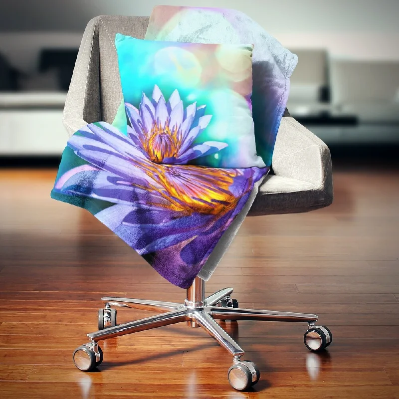 Wool blankets with natural warmth and insulationDesignart 'Blossoming Purple Lotus Flower' Floral Throw Blanket