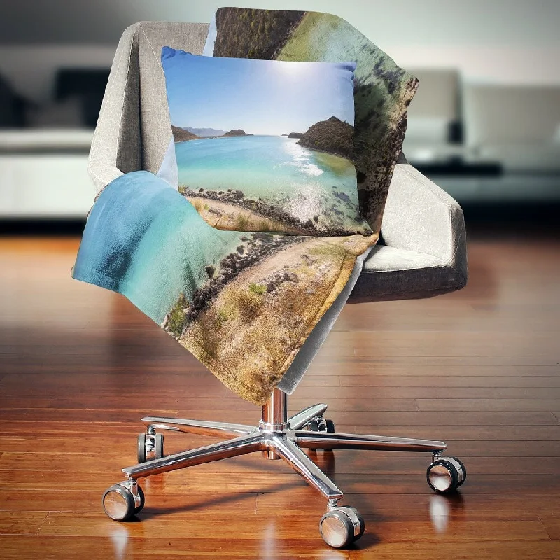Recycled polyester blankets for an eco - conscious optionDesignart 'Blue Baja California Beach' Seashore Throw Blanket