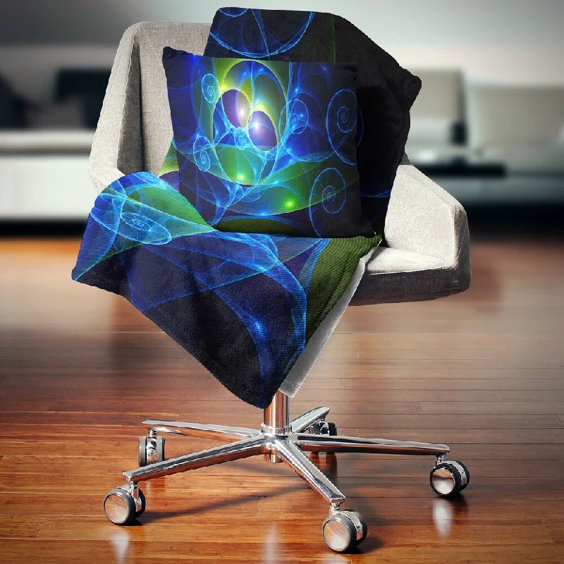 Chenille blankets with a thick and fuzzy textureDesignart 'Blue Curly Spiral on Black' Abstract Throw Blanket Chenille blankets with a thick and fuzzy textureDesignart 'Blue Curly Spiral on Black' Abstract Throw Blanket