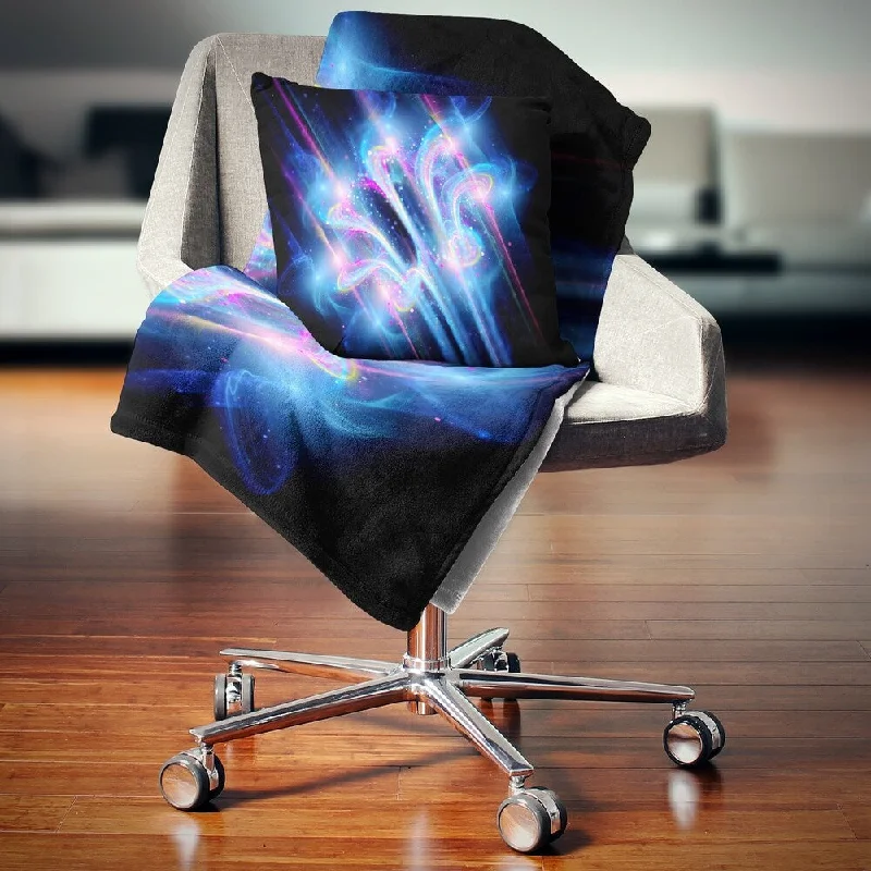 Wool blankets with natural warmth and insulationDesignart 'Blue Fractal Flower in Space' Floral Throw Blanket