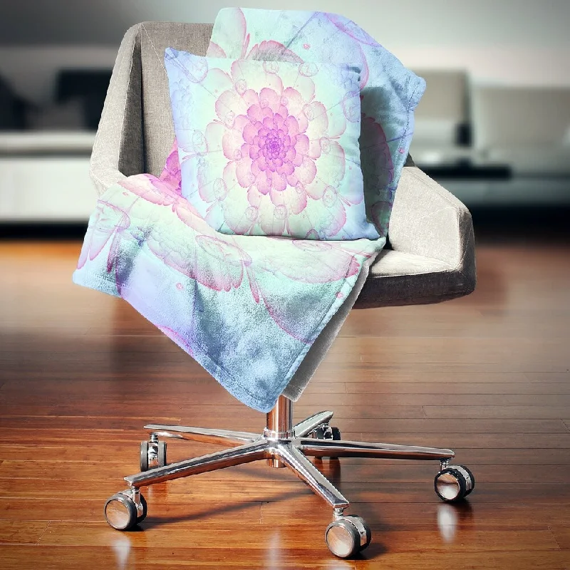 Bamboo fiber blankets with natural antibacterial propertiesDesignart 'Blue Fractal Flower with Soft Petals' Floral Throw Blanket