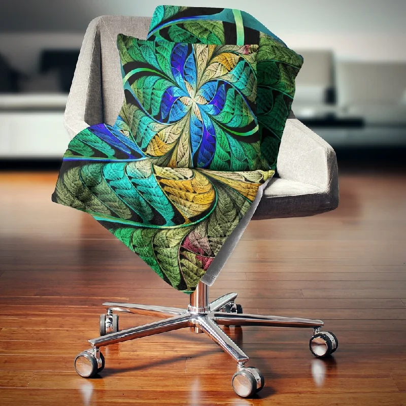 Silk blankets with a smooth and elegant touchDesignart 'Blue Green Fractal Flower Petals' Abstract Throw Blanket Silk blankets with a smooth and elegant touchDesignart 'Blue Green Fractal Flower Petals' Abstract Throw Blanket
