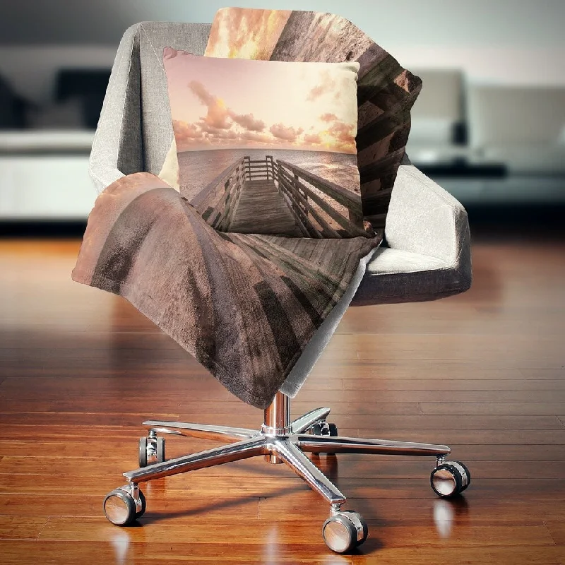 Rayon from bamboo blankets for a silky and breathable feelDesignart 'Boardwalk on Beach Wooden Pier' Sea Bridge Throw Blanket