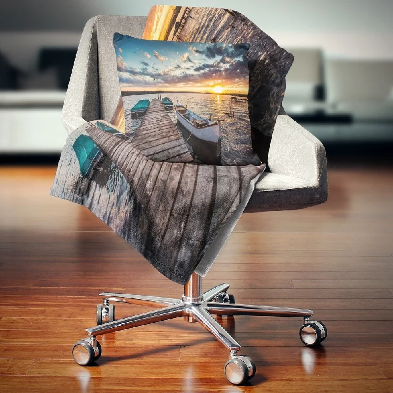 Rayon from bamboo blankets for a silky and breathable feelDesignart 'Boats and Jetty under Dramatic Sky' Modern Throw Blanket