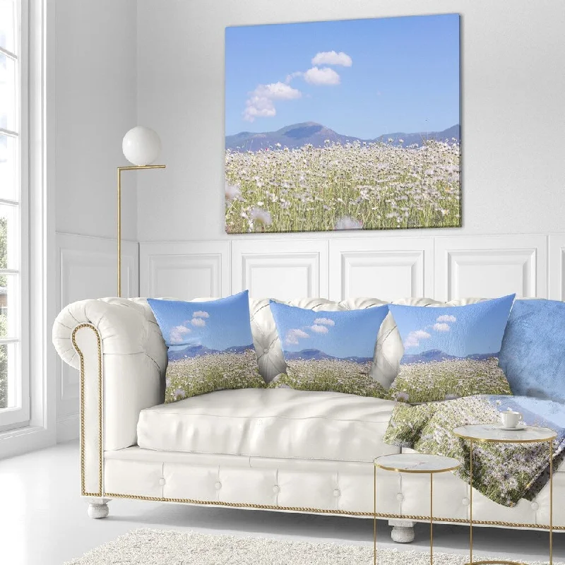 Fleece blankets for a cozy and plush textureDesignart 'Chamomiles with Hills on Background' Flower Throw Blanket