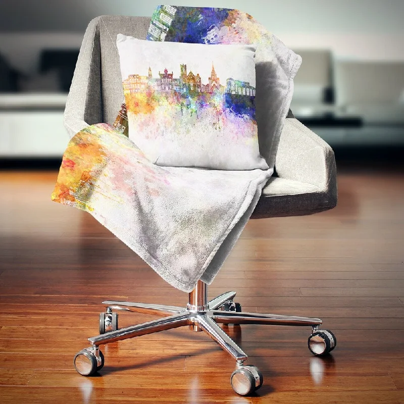 Cashmere blankets for ultimate softness and luxuryDesignart 'Colorful Brampton Skyline' Cityscape Painting Throw Blanket