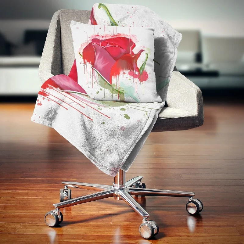 Acrylic blankets for a soft and affordable alternativeDesignart 'Colorful Red Rose Sketch Watercolor' Floral Throw Blanket
