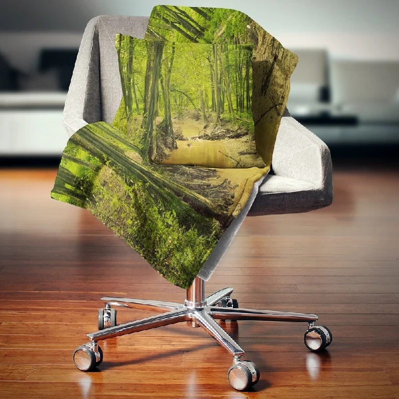 Cashmere blankets for ultimate softness and luxuryDesignart 'Creek in Wild Green Forest' Oversized Forest Throw Blanket