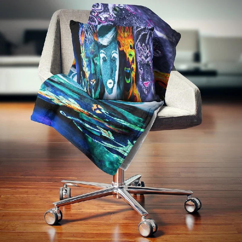 Linen blankets with a rustic and textured lookDesignart 'Earth Fire Air and Water' Abstract Portrait Throw Blanket