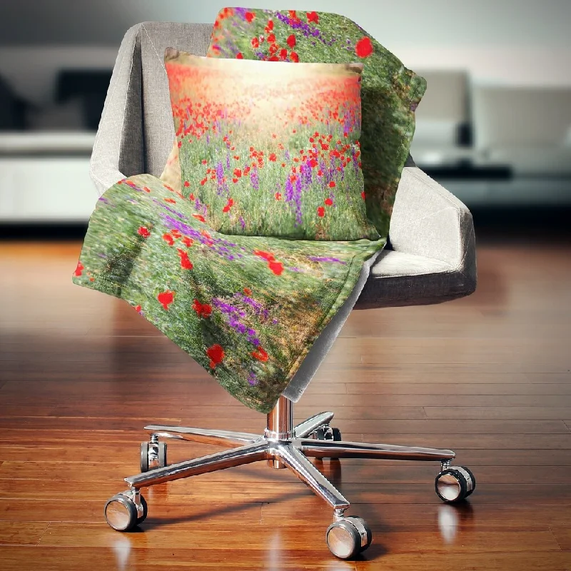 Bamboo fiber blankets with natural antibacterial propertiesDesignart 'Expansive Poppy Field At Sunset' Floral Throw Blanket