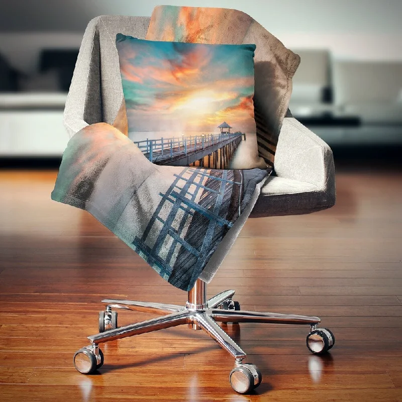 Rayon from bamboo blankets for a silky and breathable feelDesignart 'Fascinating Sky and Wooden Bridge' Pier Seascape Throw Blanket