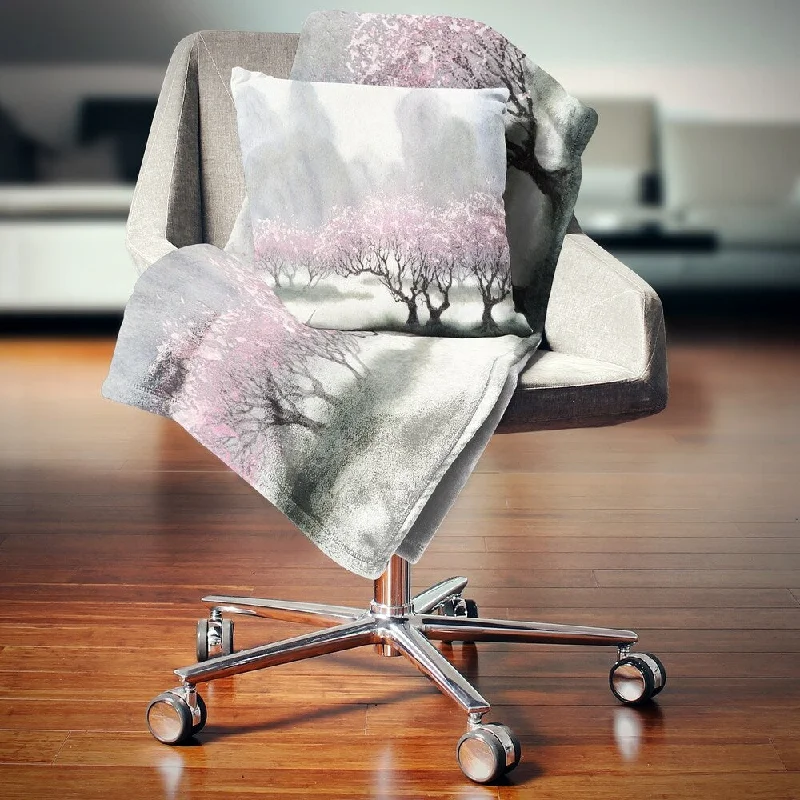 Queen - size blankets for standard - sized bedsDesignart 'Flowering Trees at Spring' Landscape Fleece Throw Blanket